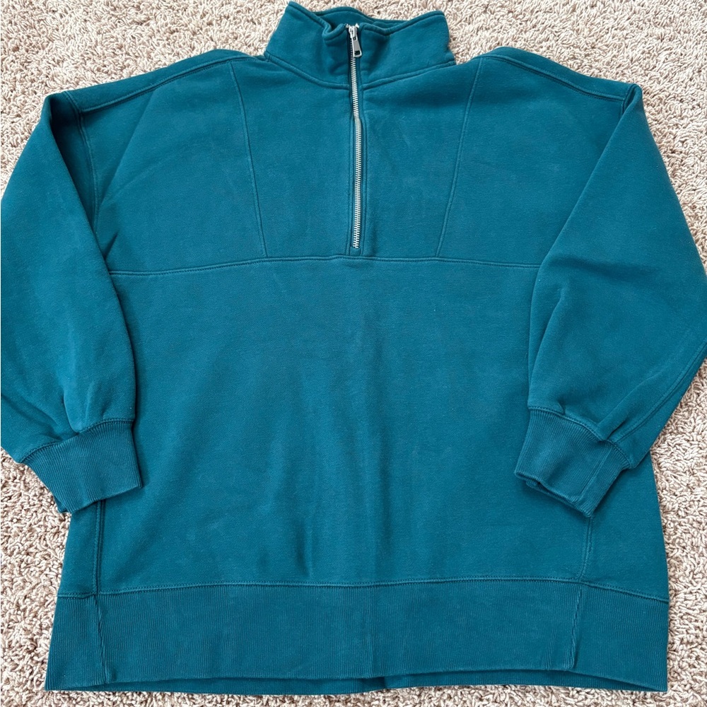 Abercrombie soft essential half zip green size medium